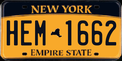NY license plate HEM1662