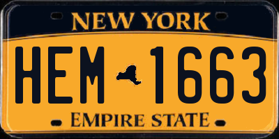 NY license plate HEM1663