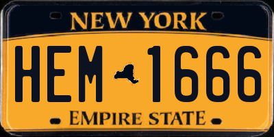 NY license plate HEM1666