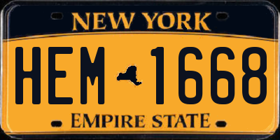 NY license plate HEM1668