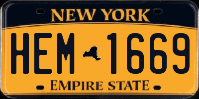 NY license plate HEM1669