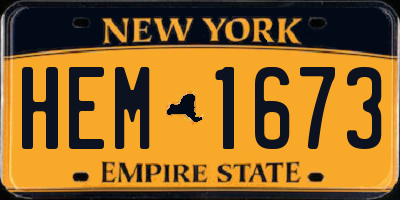 NY license plate HEM1673