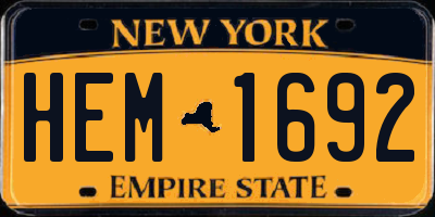NY license plate HEM1692