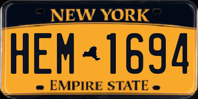 NY license plate HEM1694