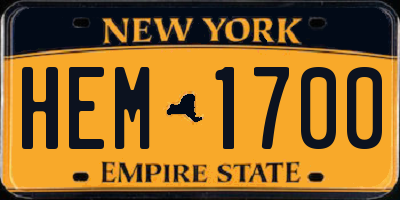 NY license plate HEM1700