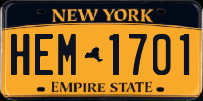 NY license plate HEM1701