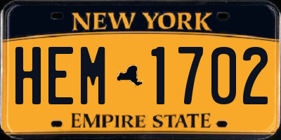 NY license plate HEM1702