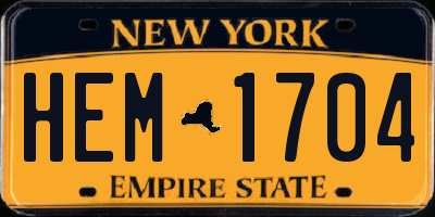 NY license plate HEM1704