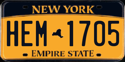 NY license plate HEM1705