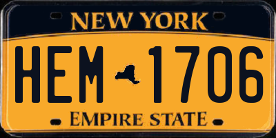 NY license plate HEM1706