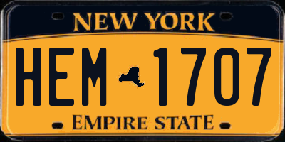NY license plate HEM1707