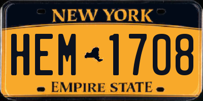 NY license plate HEM1708
