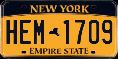 NY license plate HEM1709