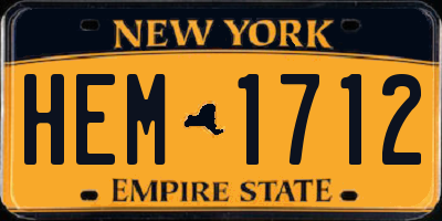 NY license plate HEM1712
