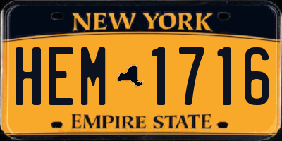 NY license plate HEM1716