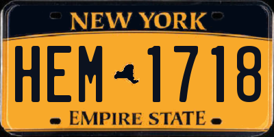 NY license plate HEM1718