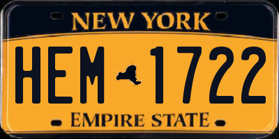 NY license plate HEM1722