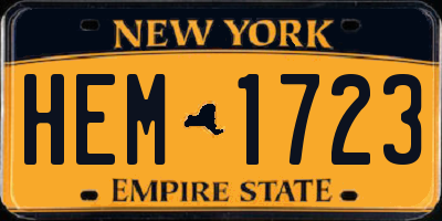 NY license plate HEM1723