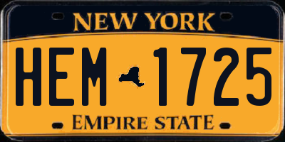 NY license plate HEM1725