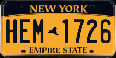 NY license plate HEM1726