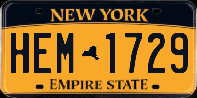 NY license plate HEM1729