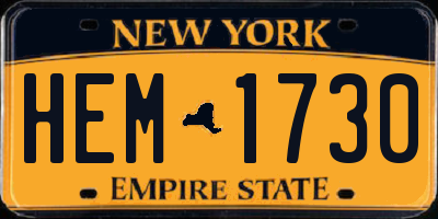 NY license plate HEM1730