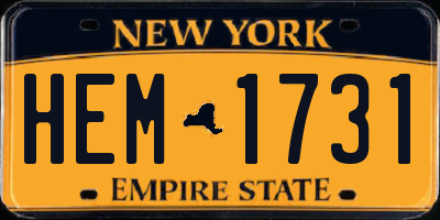 NY license plate HEM1731