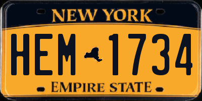 NY license plate HEM1734