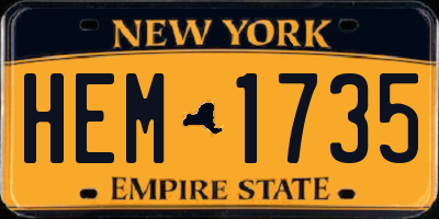 NY license plate HEM1735
