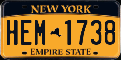 NY license plate HEM1738