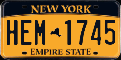NY license plate HEM1745