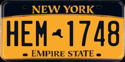 NY license plate HEM1748