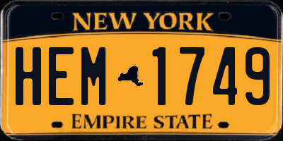 NY license plate HEM1749