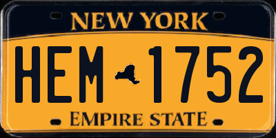NY license plate HEM1752
