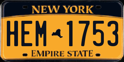 NY license plate HEM1753