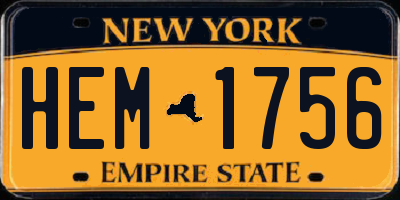 NY license plate HEM1756