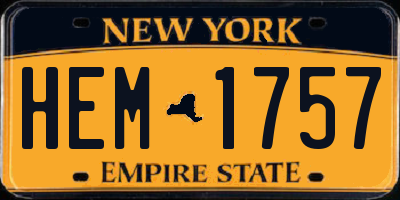 NY license plate HEM1757