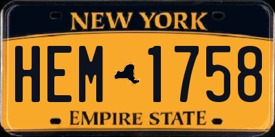 NY license plate HEM1758