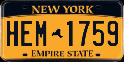 NY license plate HEM1759