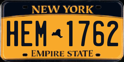 NY license plate HEM1762