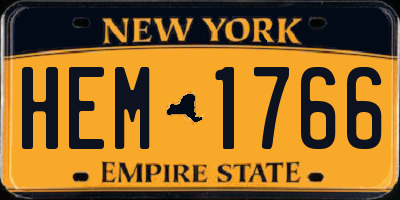 NY license plate HEM1766