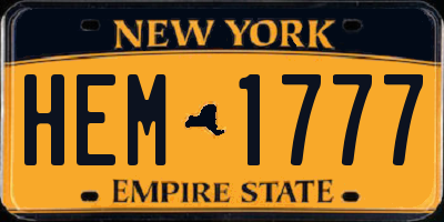 NY license plate HEM1777