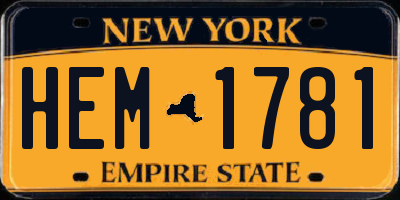 NY license plate HEM1781