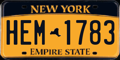 NY license plate HEM1783