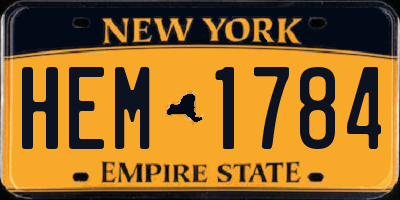 NY license plate HEM1784