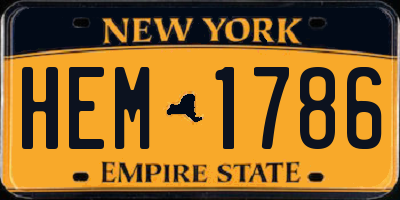 NY license plate HEM1786