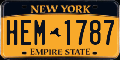 NY license plate HEM1787