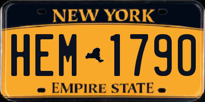 NY license plate HEM1790