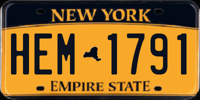 NY license plate HEM1791