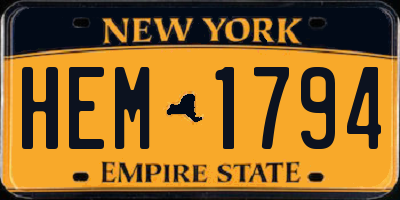 NY license plate HEM1794